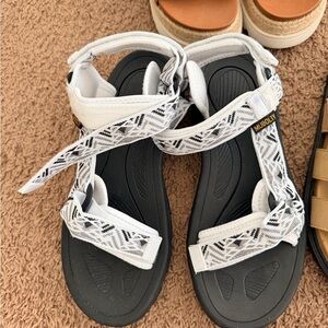 Women's Black and White Patterned Sandals
